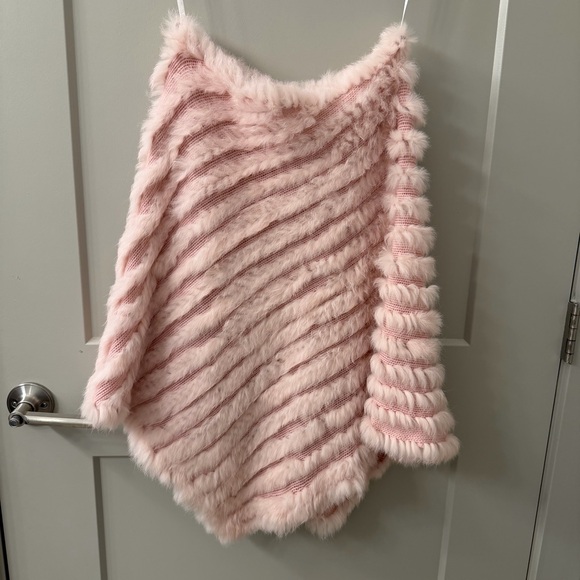 Jennyfer J. Rabbit Fur Baby Pink Poncho Shawl Y2K Women’s Juniors - Picture 6 of 8